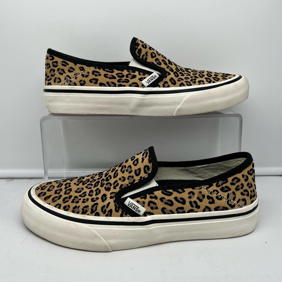 VANS Shoes - VANS Shoes Women 6.5 Mini Leopard Print SF Slip-On Sneakers Suede Marshmallow